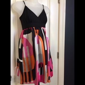Silk Blend Geometric Dress